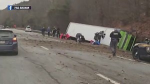 An investigation is underway into a deadly crash in upstate New York after a tour bus ran off the roadway and rolled over. One person was killed, according to authorities. NBC News’ Emilie Ikeda has the latest. | NBC Nightly News with Tom Llamas