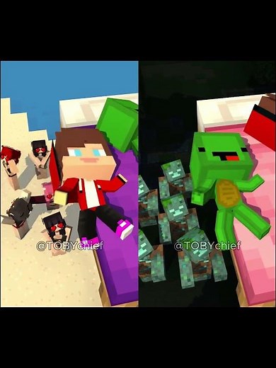 JJ And Mikey Bed Fails 💢 MAIZEN #minecraft #minecraftmemes #animation #maizen