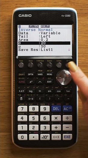 [Casio fx-CG50 tutorials] Inverse Normal #shorts