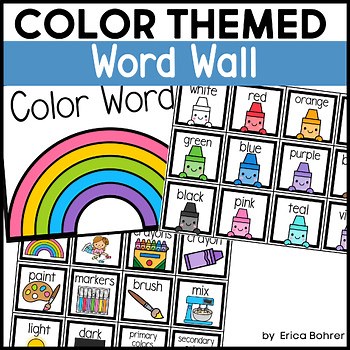 Color Themed Word Wall with Pictures and Words
