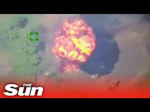 Russian military vehicles go up in a ball of flames as Ukrainian forces strike