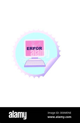 horizontally vibrating animation of broken computer graphic vector illustration round sticker stamp Stock Video Footage - Alamy