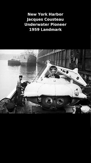 Jacques Cousteau in NYC Harbor, 1959