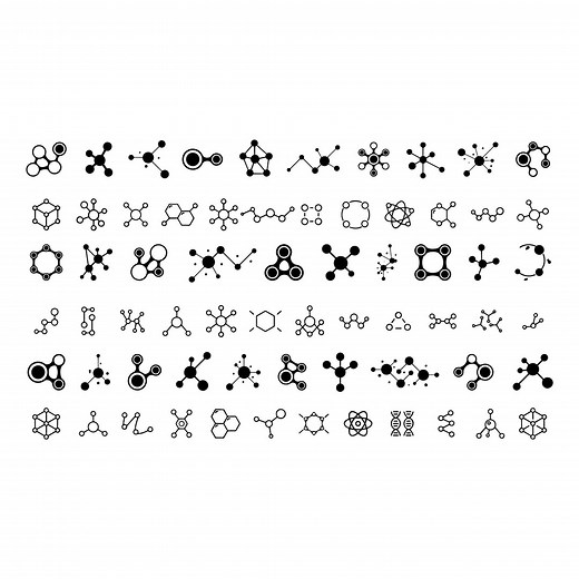 Molecule Icons Set: Science Chemistry Symbols (SVG, EPS, AI) - Etsy