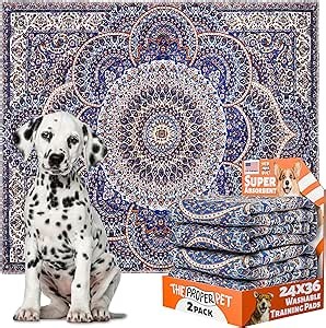 Super Absorbent Washable Pee Pads for Dogs 24x36 - 2Pack Reusable Puppy Potty Training Mats - Cloth Whelping Blankets - Waterproof, Urine Leak-Proof & Non-Slip for Playpen Floor Carpet