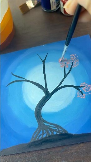 Night Sky Painting | How to paint Night Sky | Easy Painting Ideas #youtubeshorts #shorts #art #fun