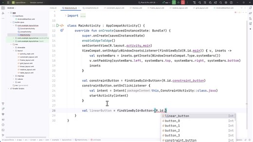 项目LayoutShow : 7 MainActivity布局以及按钮控件的点击事件处理