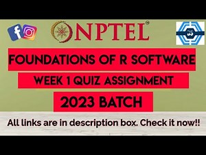 Foundations Of R Software Week 1 Quiz Assignment Solution | NPTEL 2023 | NPTEL