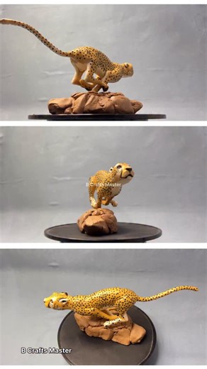 B Craft Master on Instagram: "Sculpting Cheetah Clay model watch making video on youtube link in bio 😄 #sculpting #polymerclay #sculpt #clay #art"
