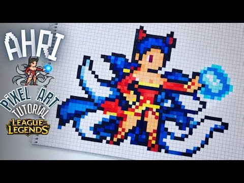EASY Pixel Art Tutorial | Drawing AHRI from LEAGUE OD LEGENDS . Step by Step