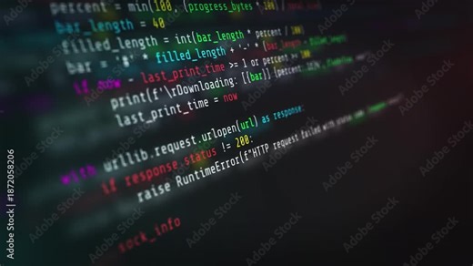 Programming source code and software development digital background representing high tech innovation computer script and cybersecurity data processing.