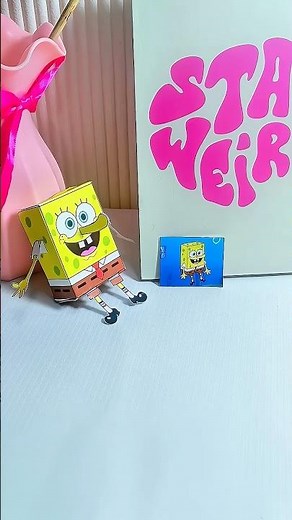 SpongeBob Paper Toy with Retro Vibes 🧽 #SpongeBob #papertoy #DIYcraft #handmade #SpongeBob