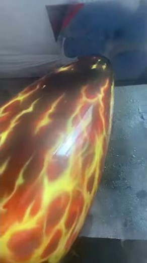 True fire flames airbrushed on Motorcyle tank