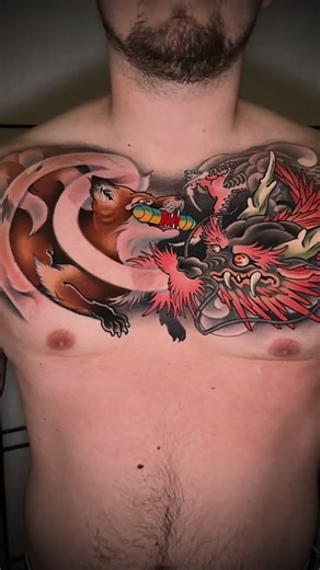 TATTOO STUDIO BERLIN INK on Instagram: "The process of our talented resident artist @leo.branco.tattoo completing this chest piece! We are accepting new requests, contact us to book your next custom tattoo under info@berlinink.de !"