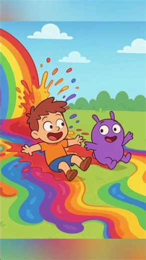 “Rainbow Paint Splash!”🔥 #RainbowPaint #ColorSplash #CartoonShorts #KidsAdventure #ColorfulFun