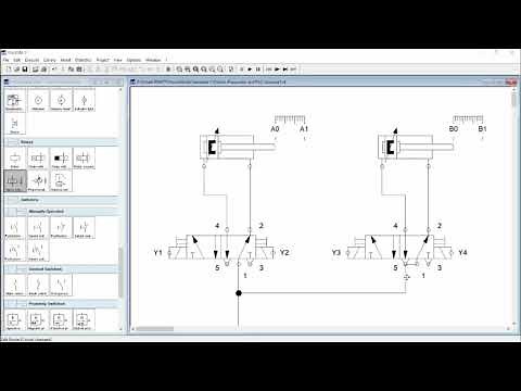 FluidSIM Tutorial : Electro-Pneumatic Cascade Control (A+ A- B+ B-)