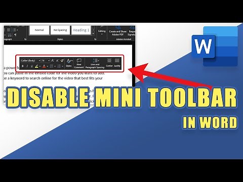 How to Disable the Mini Toolbar from Popping Up in WORD