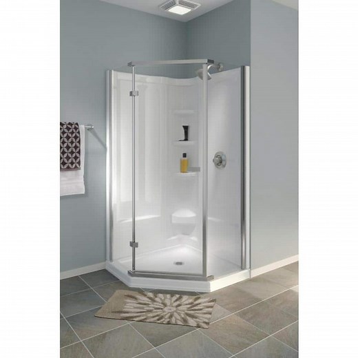 Delta Classic 38 in. x 38 in. x 72 in. Semi-Frameless Neo Angle Corner Shower in White BVS422NCSW - The Home Depot