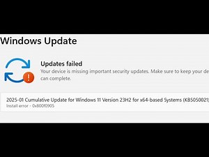 Fix Windows 11 Update KB5050021 Not Installing Install Error 0x800f0905