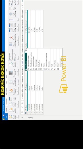 Data Science Lovers on Instagram: "Data Cleaning in Power BI "Remove Error Rows" of a table 🚨 Stop fixing dirty data manually in Power BI. ✅ Power BI can remove 'Rows having Errors' in seconds. In this video, I show how to remove the error rows from a table using Power Query — clean, fast, repeatable. ⚡ Steps (simple & powerful): 1️⃣ Select your table 2️⃣ Home → Transform Data 3️⃣ Power Query → Remove Rows 4️⃣ Click 'Remove Error Rows' 💡 Why this matters: • Cleaner data • Faster reports • Zero