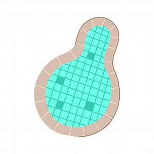 resort top view pool cartoon. float hotel, mattress surface, texture...