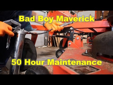 Bad Boy Mowers Maverick 50 Hour Maintenance Part 3 - Grease and Hardware