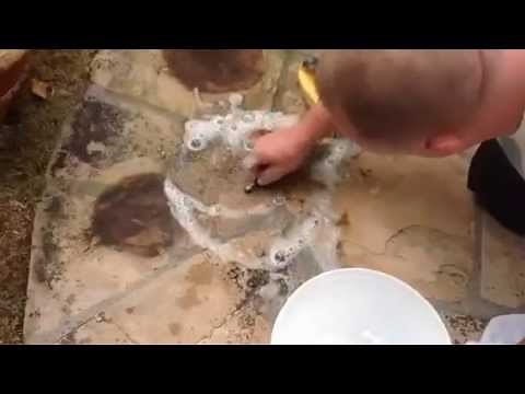 Flagstone Patio Refinishing and cleaning mold and algae demo