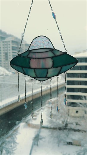 Creative Stained Glass Spaceship Art