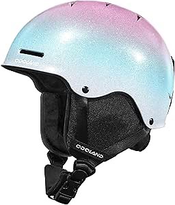 Odoland Ski Helmet, Shinning Snowboard Adult Helmet, 10 Cooling Vents, Dial Fit Snow Helmet for Women Men with ABS Shell, Safety-Certified, Goggles Compatible