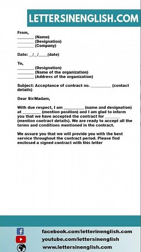 Acceptance Letter for Contract - Letter of Acceptance for Contract