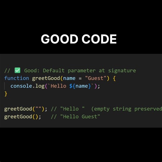 Use Default Parameters in JavaScript (NOT ||) #shorts #javascript