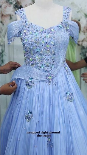 Making a Dreamy Light Blue Princess Gown | Sparkly Off-Shoulder Tulle Dress with Beaded Sleeves