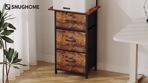 Snughome 3 Drawer Tall File Cabinet with 19.7'' Extended Desktop, 3-Tier Filing Cabinet for Home Office 51.6''H Vertical File Cabinet Printer Stand with Drawers, Fits A4/Letter/Legal,Rustic Brown