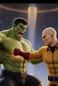 Saitama vs hulk fighting! #kidscartoon fan made ai generated #grokai