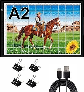 A2 Extra Large Tracing LED Light Pad for Diamond Art, Sketching, Painting - Adjustable Brightness, Sketching, Tracing - USB Powered DIY Diamond Art Light Box - No mesh No dot