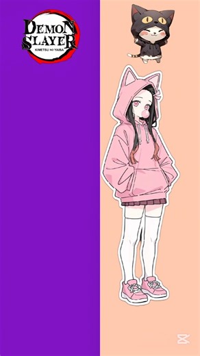 Demon slayer x cat ear hoodie outfit #anime #demonslayer #animeedit #shorts