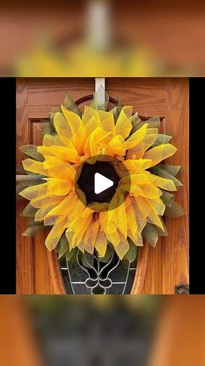 Nick’s Seasonal Decor on Instagram: "Make an adorable sunflower wreath using deco mesh!  #reels #diy #decor #wreath #sunflower"
