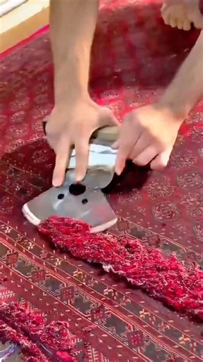 Deep Carpet Cleaning Process Using a Handheld Scraper to Remove Embedded Dirt and Residue