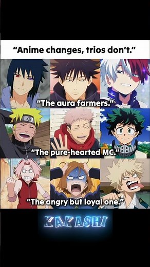 Every Trio Has These Three Types... 🎭 #Anime #Naruto #JJK #MHA