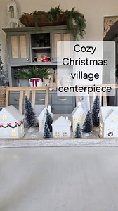 Cozy Christmas centerpiece✨️ 🔗Comment BELL for details to send to your DMs I absolutely love the adorable little Christmas village houses for Christmas! It is such an easy set up! & the extra glow from the pre- lit houses is so cozy! Add some festive snowy bottle brush trees & your village is set! • #christmasmood #christmasaesthetic #christmastime #christmas #christmascountdown #christmasspirit #christmasinspo #christmasdecor #christmasseason #holidayvibes | Fallons.homestead