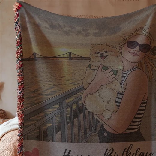 Customs Pet Gift, Custom Photo Blanket, Custom-blanket, Customizable Blanket, Pet Love Memory, Custom Photo Tapestry, Custom Woven Blanket - Etsy