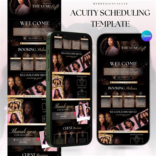 Acuity Scheduling Template, Acuity Booking Site, Acuity Scheduling Template Brow Tech, Hair Stylist, Lash Tech, MUA, Acuity Canva Template - Etsy