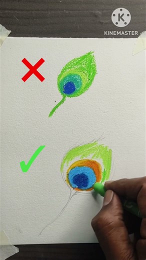 peacock feather oil pastel technique #oilpasteltutorial #short #shortvideo