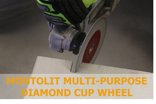 Montolit Italy presents the NEW STL diamond cup wheel. Good on any 4'' (100mm) or 5'' (125mm) angle grinder. Multi-Purpose diamond cup designed for finishing tile, porcelain, ceramics, marble, granite, natural stone, concrete. Beveling, small cuts, grinding, flattening, rounding and shaping. Recommended for Tile Setters and General Contractors. Further info at www.montolit.com. | Montolit Tiling Tools