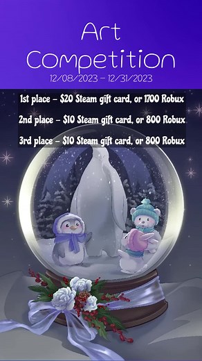 art contest to draw snow globes!!! ❄️❄️❄️ #artcontest #artcompetition #digitalart #art #robux #steam #roblox #painting #drawing #coloring #prize #holidays #christmas #artist #snowglobe #penguin
