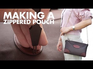 Making a zippered woman pouch | Leather work tutorial