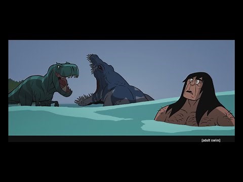 Genndy Tartakovsky's Primal | Spear and Fang vs The PlioSaurus