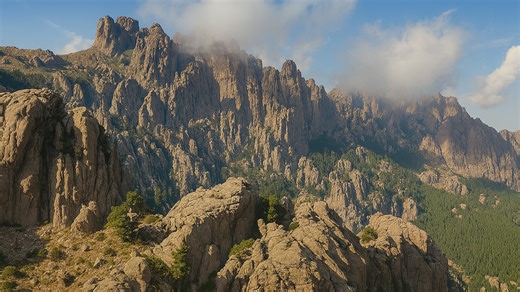 Aiguilles de Bavella and Landscape of Corsica in 4K