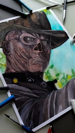 DRAW FALLOUT by WATERCOLOR! #fallout76 #fallout4 #art #drawing #timelapse #fallout #amazon #ghoul