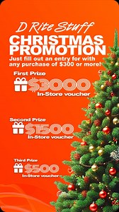 Don’t miss out on your chance to win up to $3,000 to spend in-store! Just fill out an entry slip with any purchase of $300 or more! | D Rite Stuff